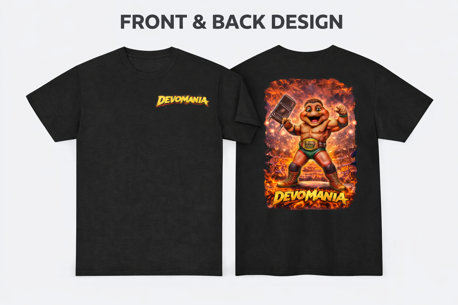 DEVOMANIA Tee – Limited Edition Chaos Energy Wrestling-Style Shirt